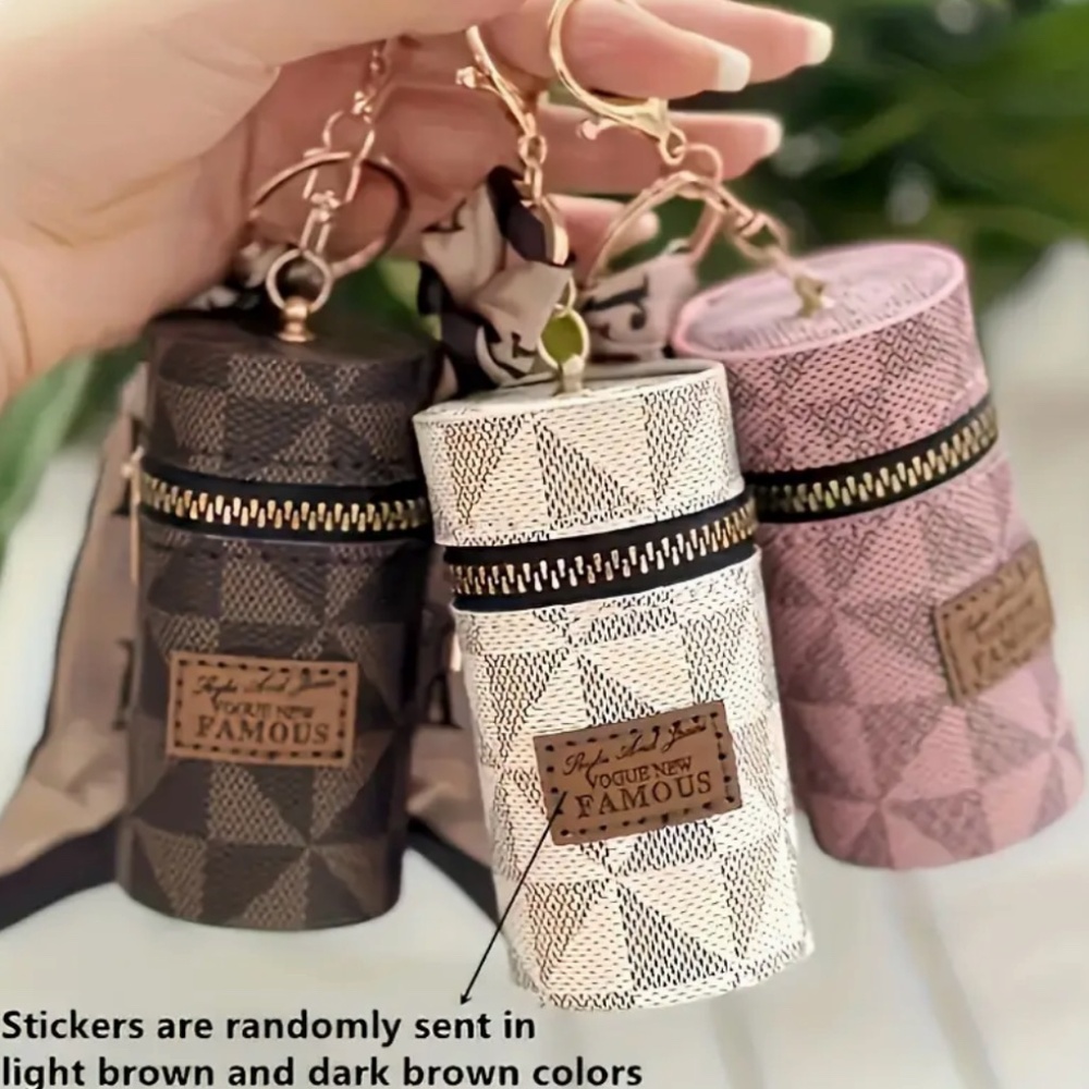 Key Ring - Set of THREE Tiny  4" tall Purses -  Round Zipper Near Top NWT -